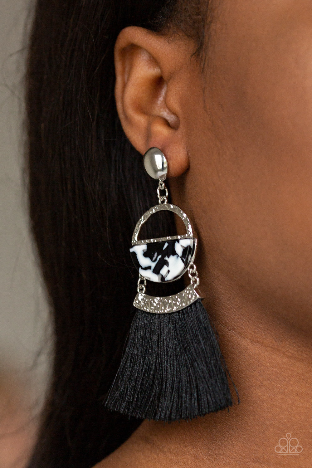 Tassel Trot - Black Earrings