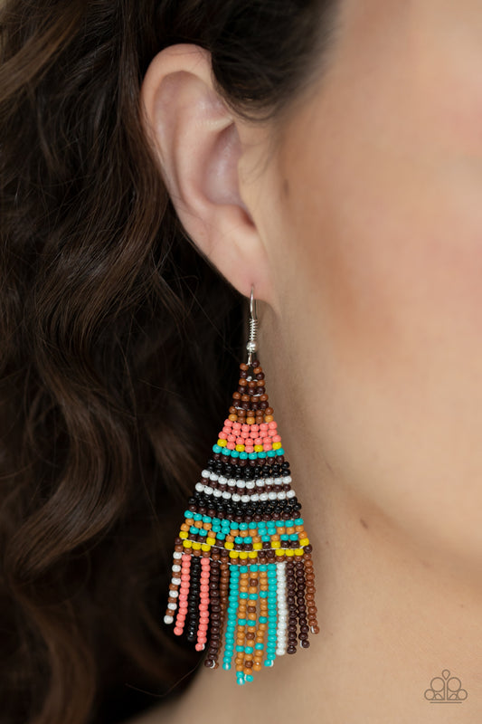 Beaded Bohemian - Brown Earrings