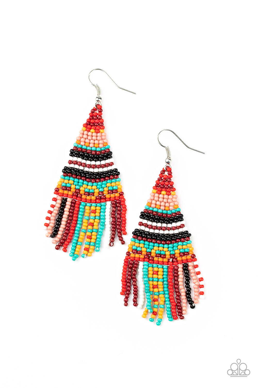 Beaded Bohemian- Red Earrings