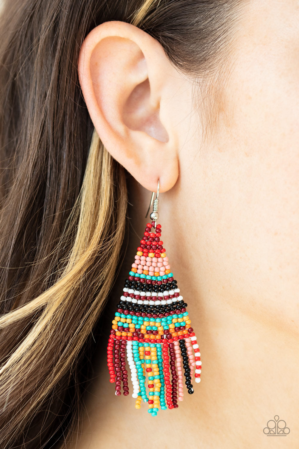 Beaded Bohemian- Red Earrings