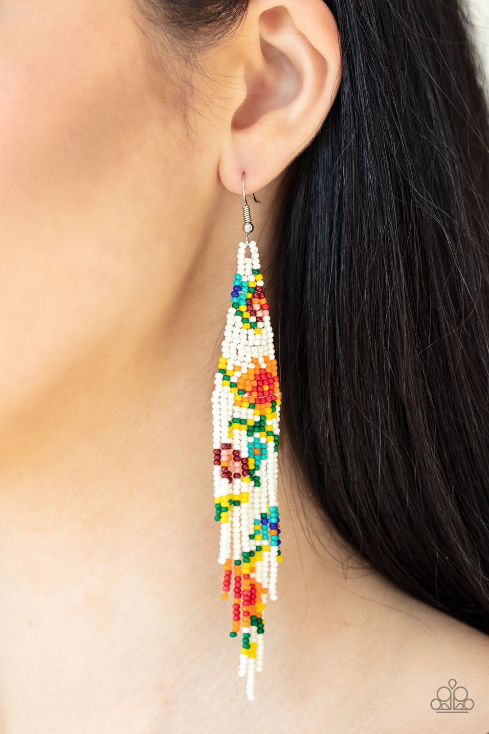 Beaded Gardens - White Earrings