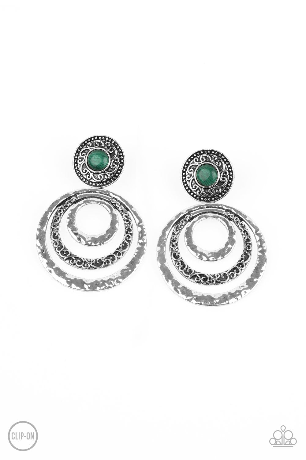 Bare Your Soul - Green Clip-on Earring