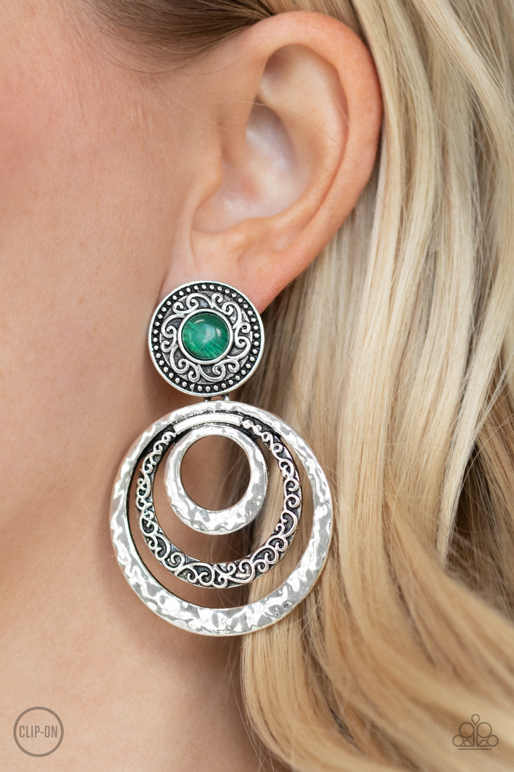 Bare Your Soul - Green Clip-on Earring