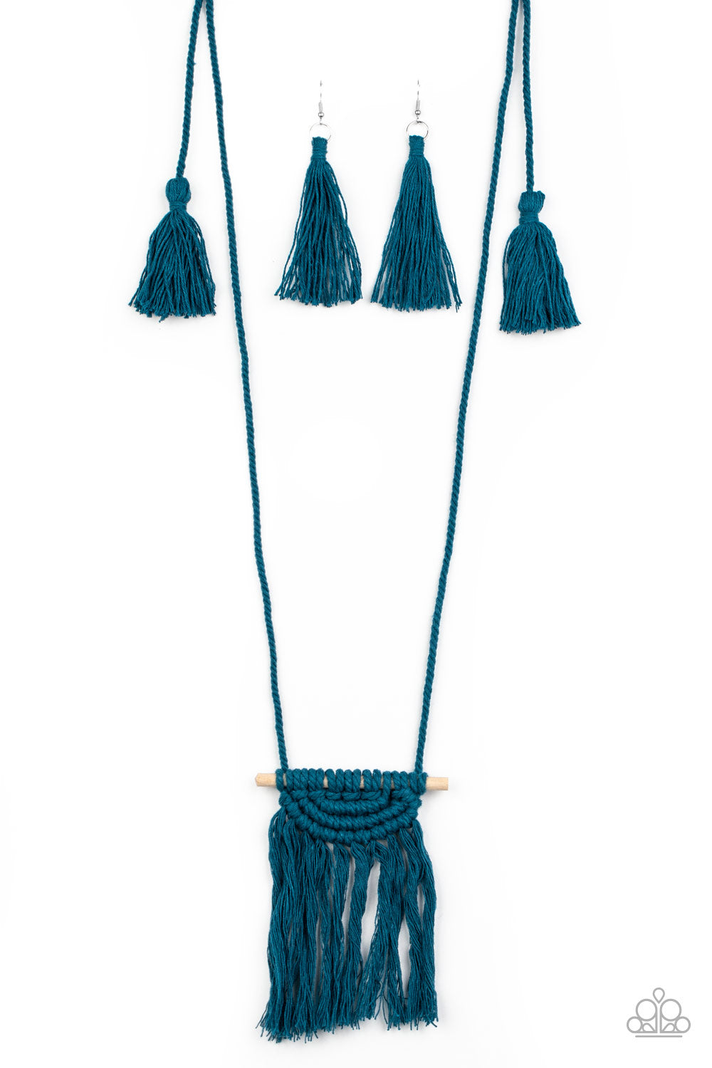 Paparazzi Accessories - Between You and MACRAME - Blue - Necklace