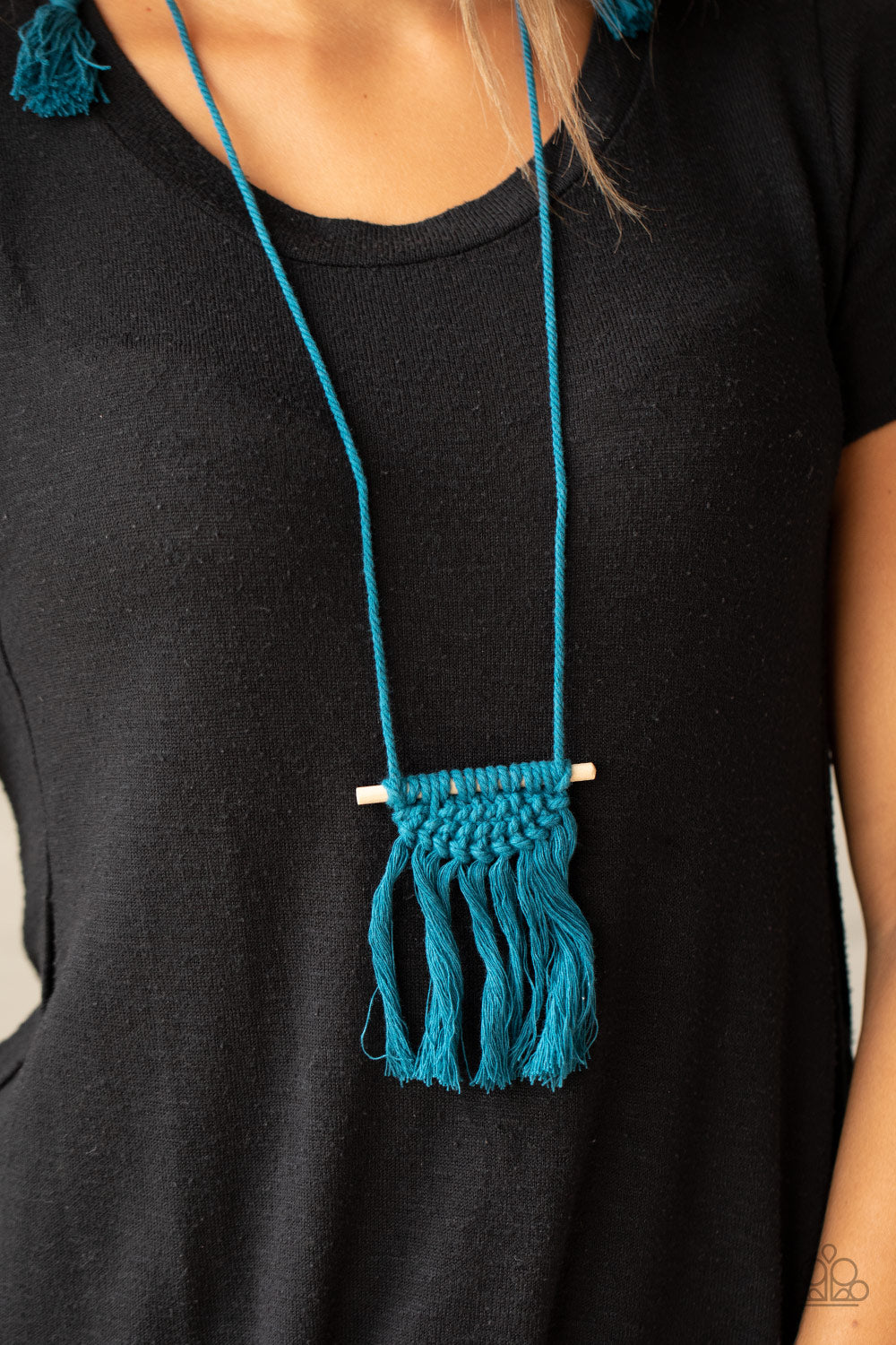 Paparazzi Accessories - Between You and MACRAME - Blue - Necklace