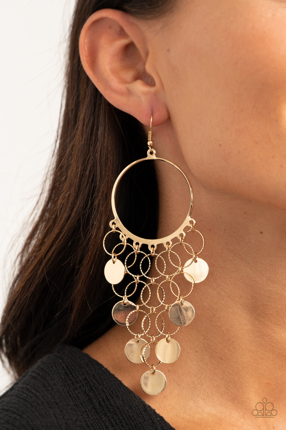 Take a CHIME Out - Gold Earrings