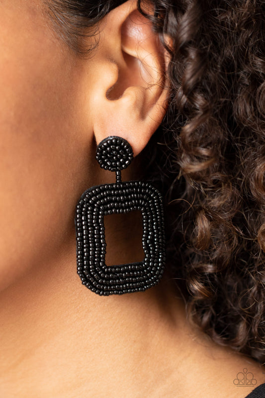 Beaded Bella - Black Earrings