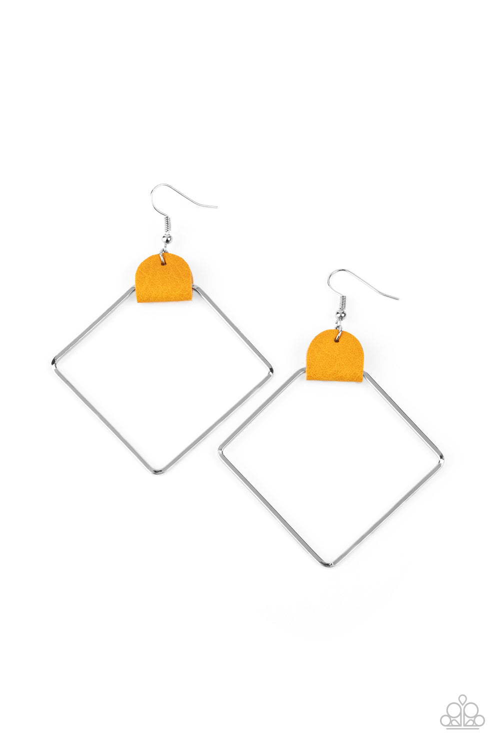 Paparazzi Accessories - Friends of a LEATHER - Yellow - Earrings