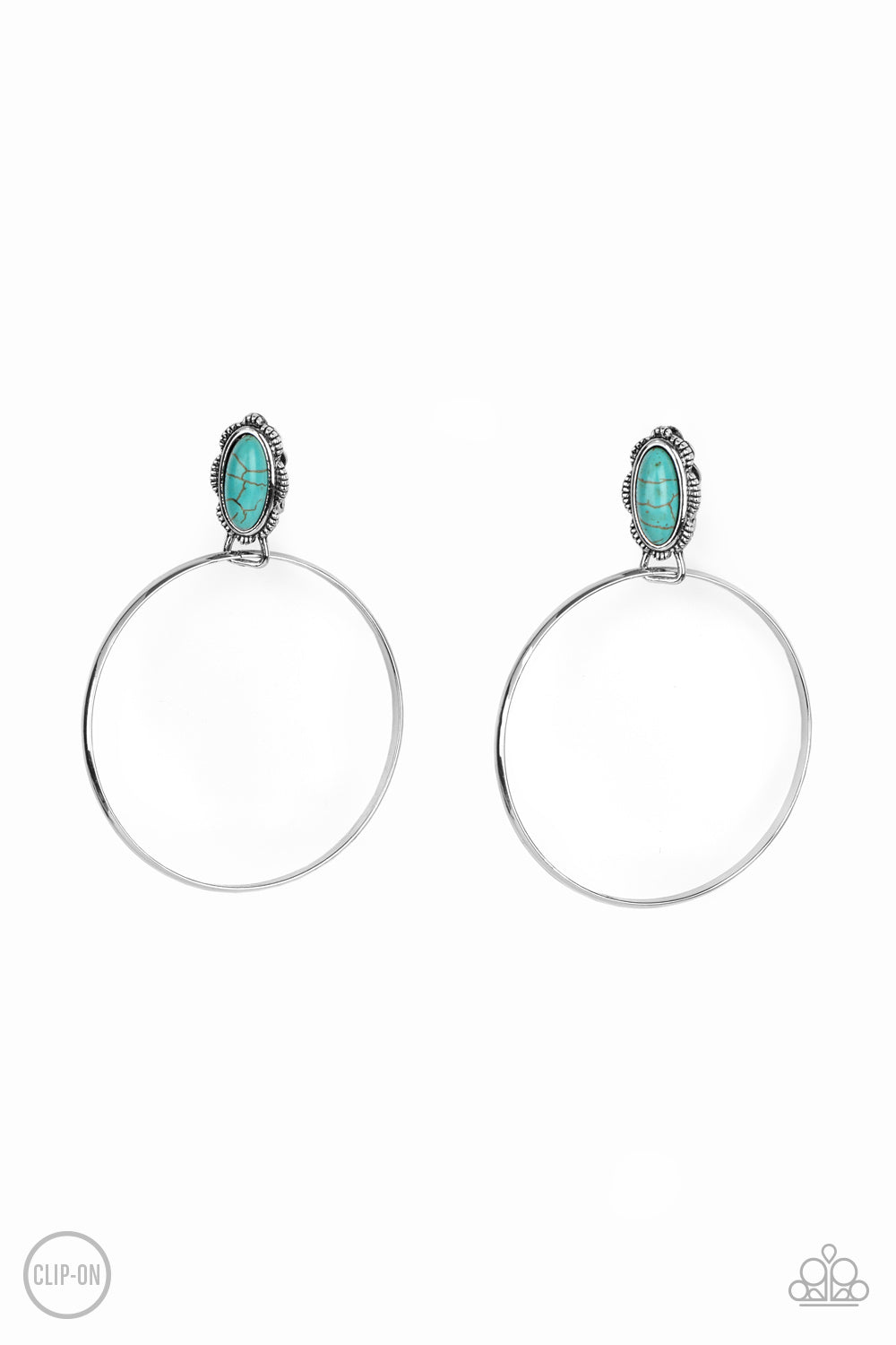 At Long LASSO - Blue Clip-on Earrings