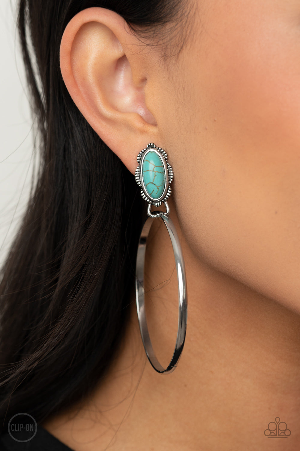 At Long LASSO - Blue Clip-on Earrings