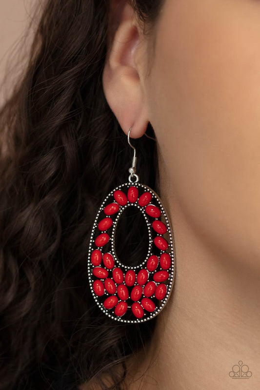 Beaded Shores - Red Earrings