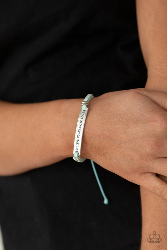 To Live, To Learn, To Love - Blue Bracelet