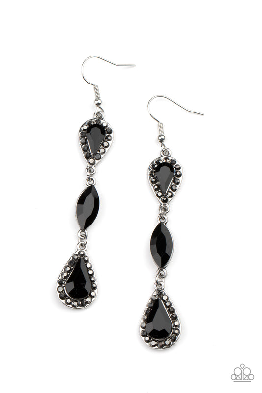 Paparazzi Accessories - Test of TIMELESS - Black- Earrings