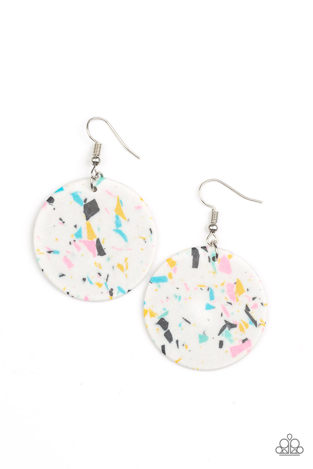 Tenaciously Terrazzo - White Earrings