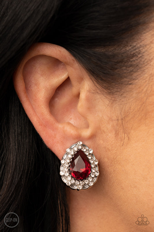 Haute Happy Hour - Red Clip-on Earring